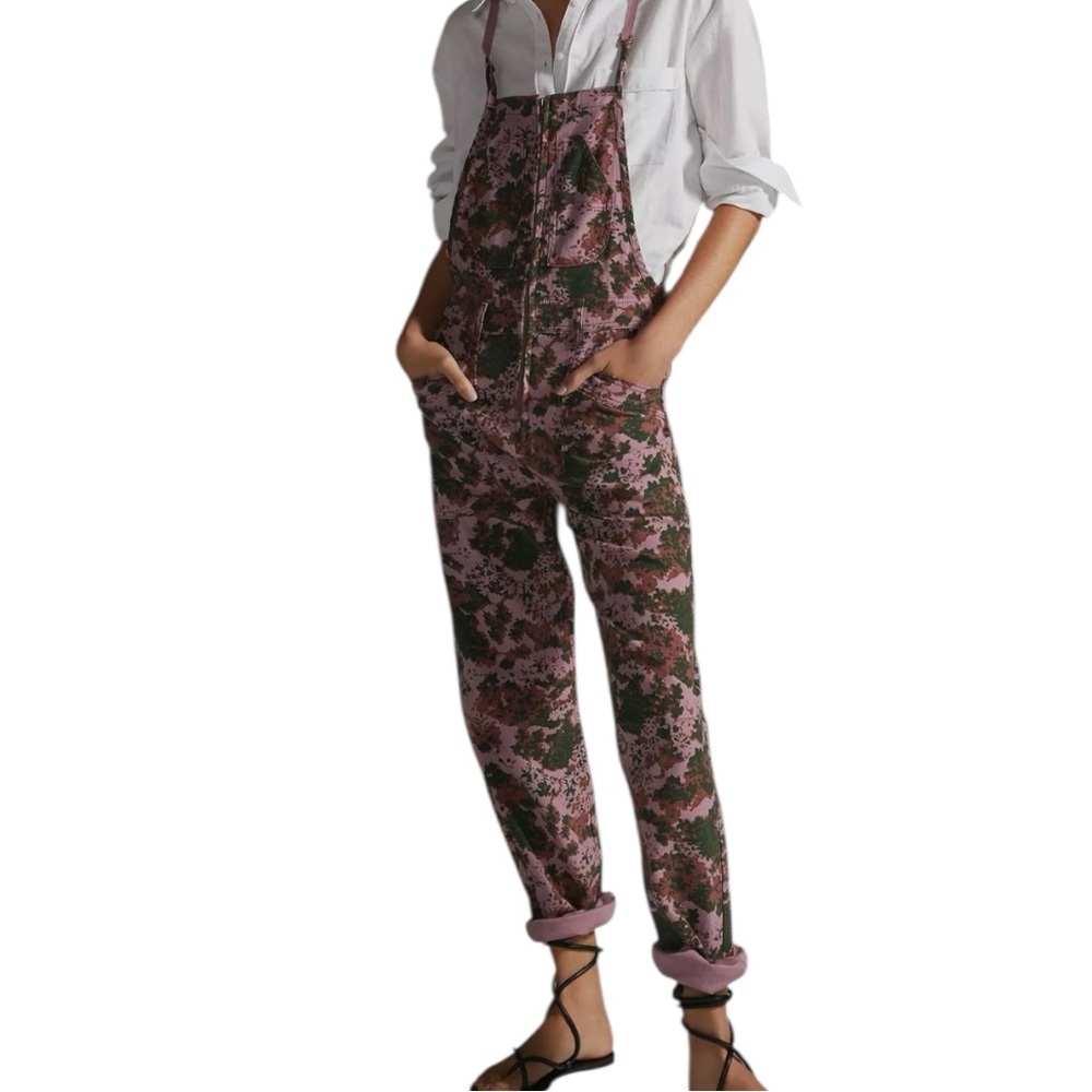 Pilcro Pink and Green Floral Print Women's Overalls